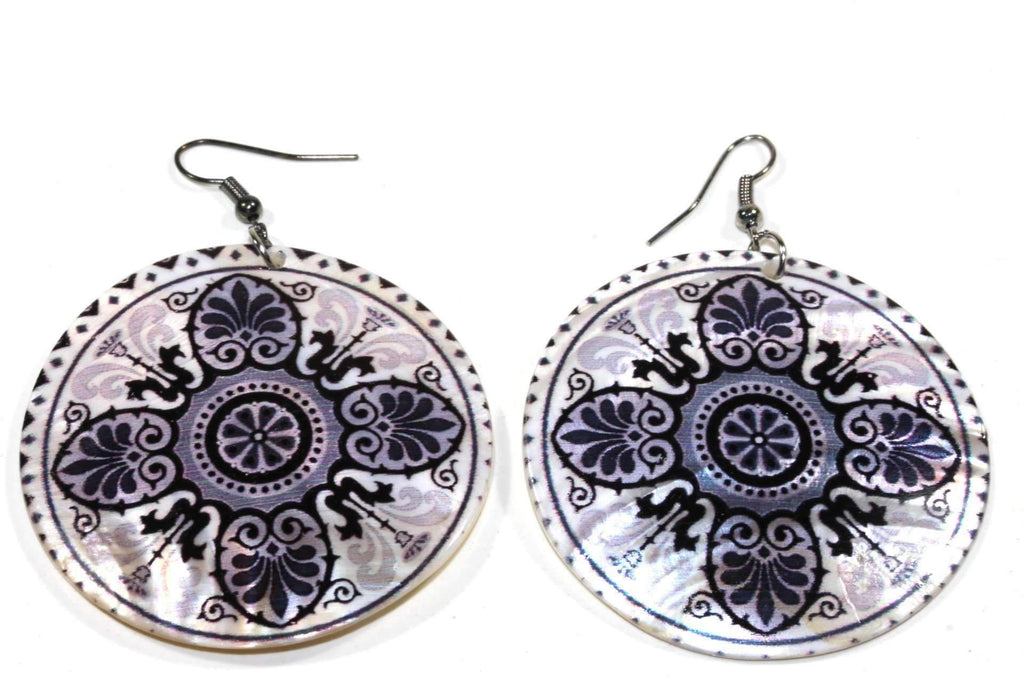 Mandala Chakra Art Mother Of Pearl Earrings