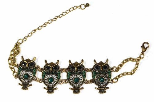 Colorful Bead Drop Perched Owl Bracelet