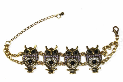 Colorful Bead Drop Perched Owl Bracelet