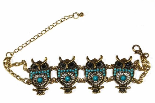 Colorful Bead Drop Perched Owl Bracelet