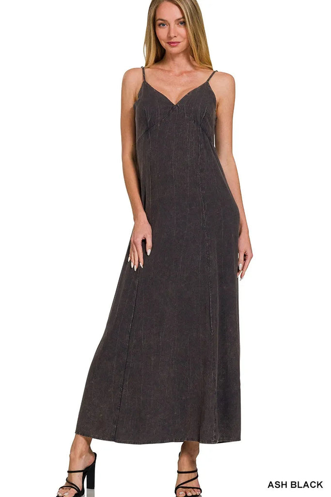 Zenana Mineral Washed Rayon Challis Cami Dress