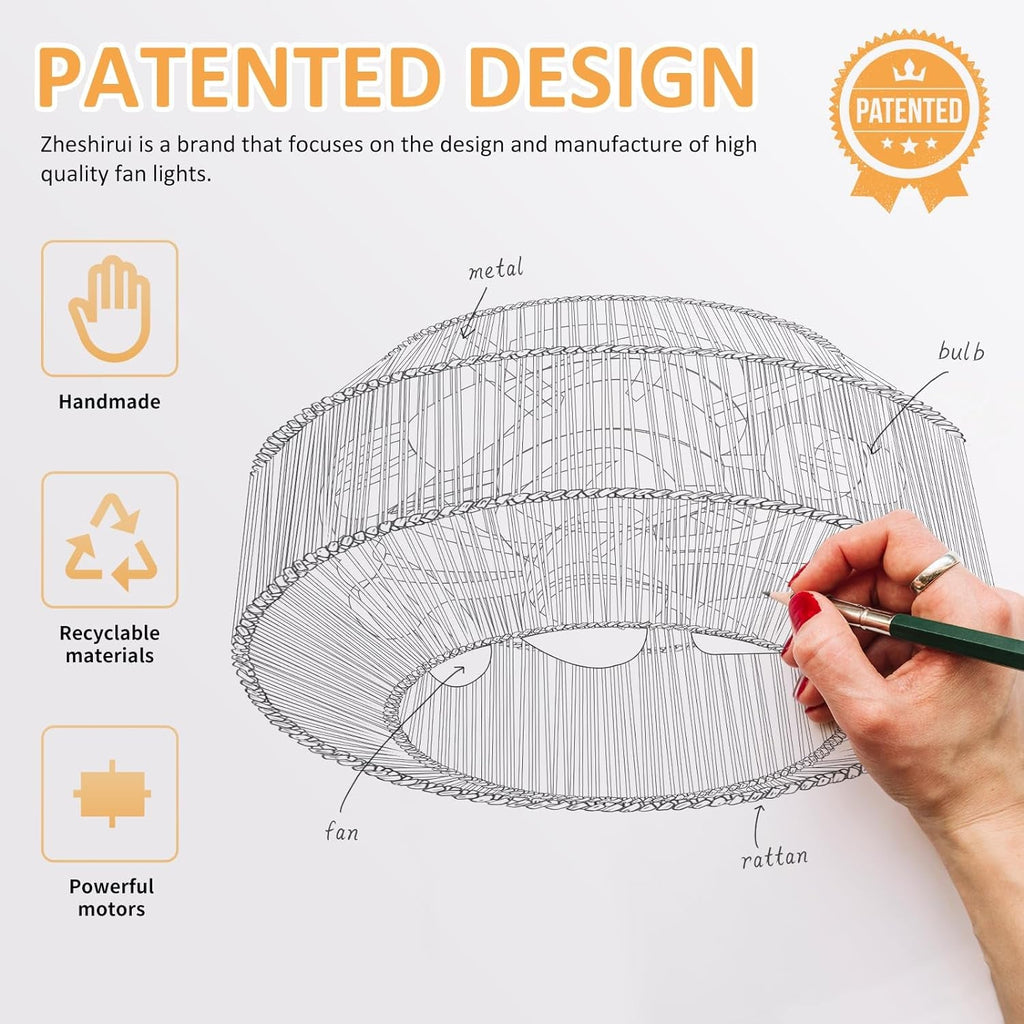 20 Inch Boho Caged Ceiling Fan With Light And Remote Control Flush