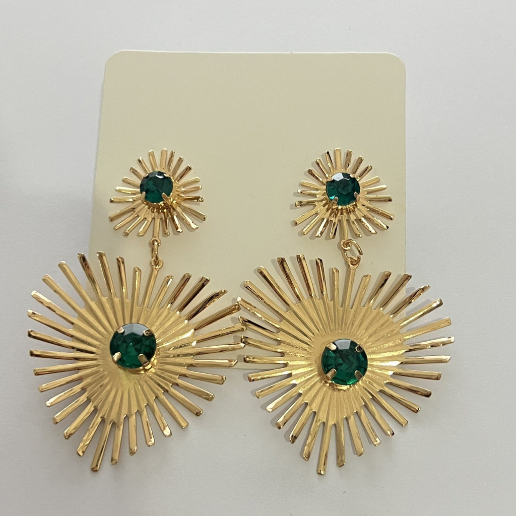 Bohemian Sunflower Heart-shaped Earrings With Rhinestone Exaggerated