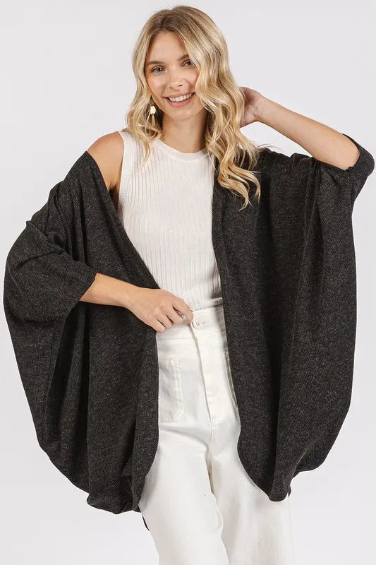 Mittoshop Open Front Batwing Sleeve Cardigan
