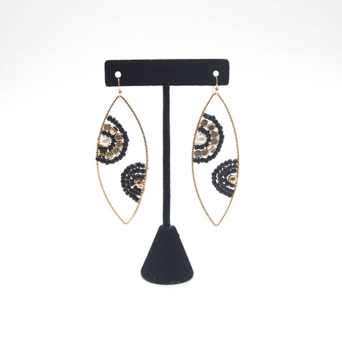 Beaded Bohemian Oval Drop Earrings