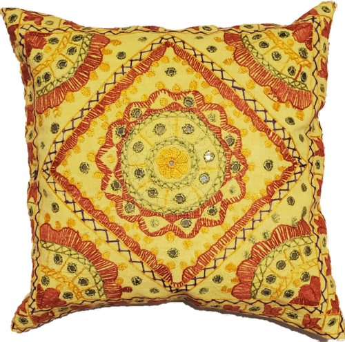 Indian Mirror Work Chandrama Cushion Cover Design Home Accent