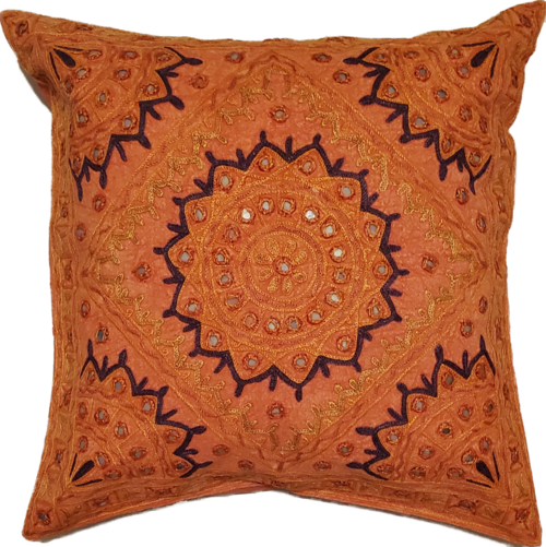 Indian Mirror Work Chandrama Cushion Cover Design Home Accent