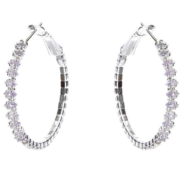 50mm Marquise Cut Halo CZ Hoop Earrings