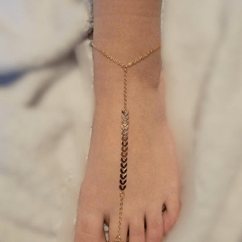 Bohemian Gold Anklet Toe Ring Barefoot Sandal Ankl