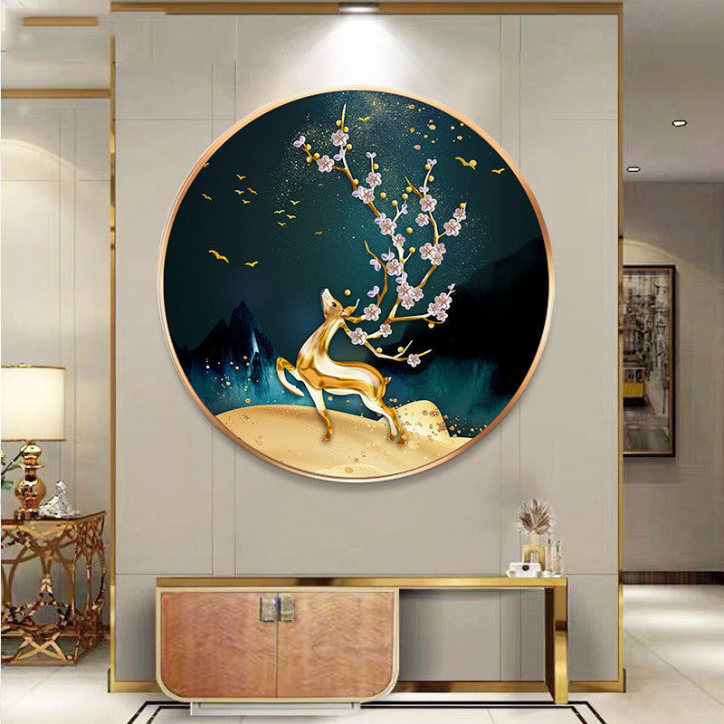 Golden Deer Diamond Painting – Crystal Mosaic Wall Art for Living Room