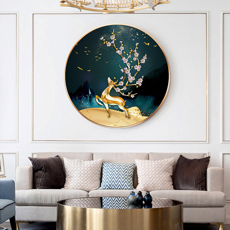 Golden Deer Diamond Painting – Crystal Mosaic Wall Art for Living Room