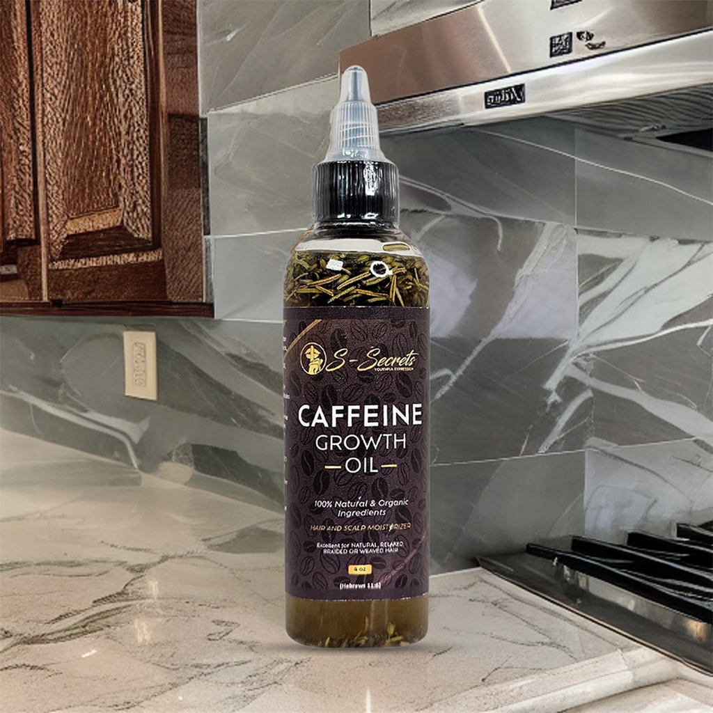 Caffeine Hair Growth Oil 4oz - Herbal Blend with Biotin & Essential