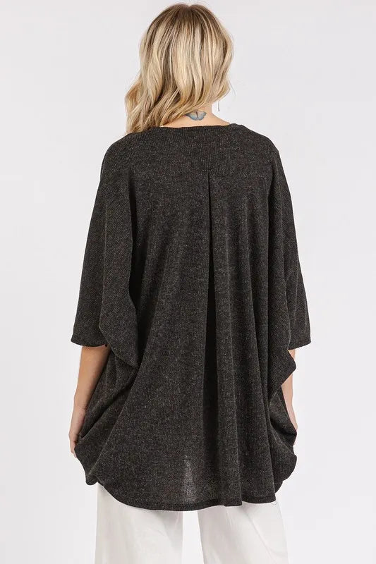 Mittoshop Open Front Batwing Sleeve Cardigan