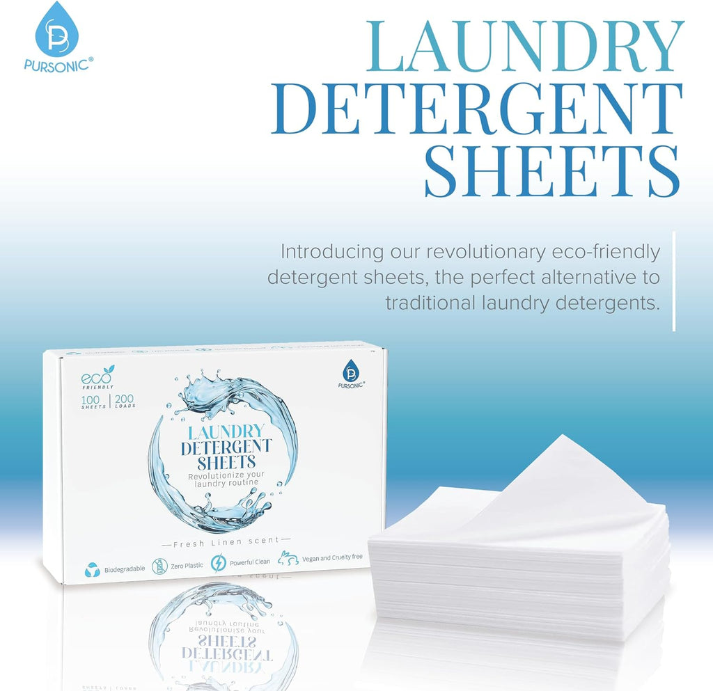 Natural Laundry Detergent Sheets, Eco Friendly– Fresh Linen Scent