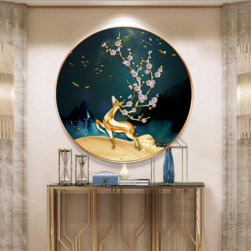 Golden Deer Diamond Painting – Crystal Mosaic Wall Art for Living Room