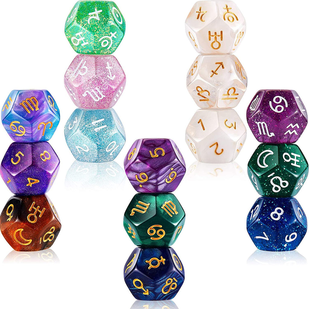 Astrological Random Color Wire Wrapped D12 Dice Pendant