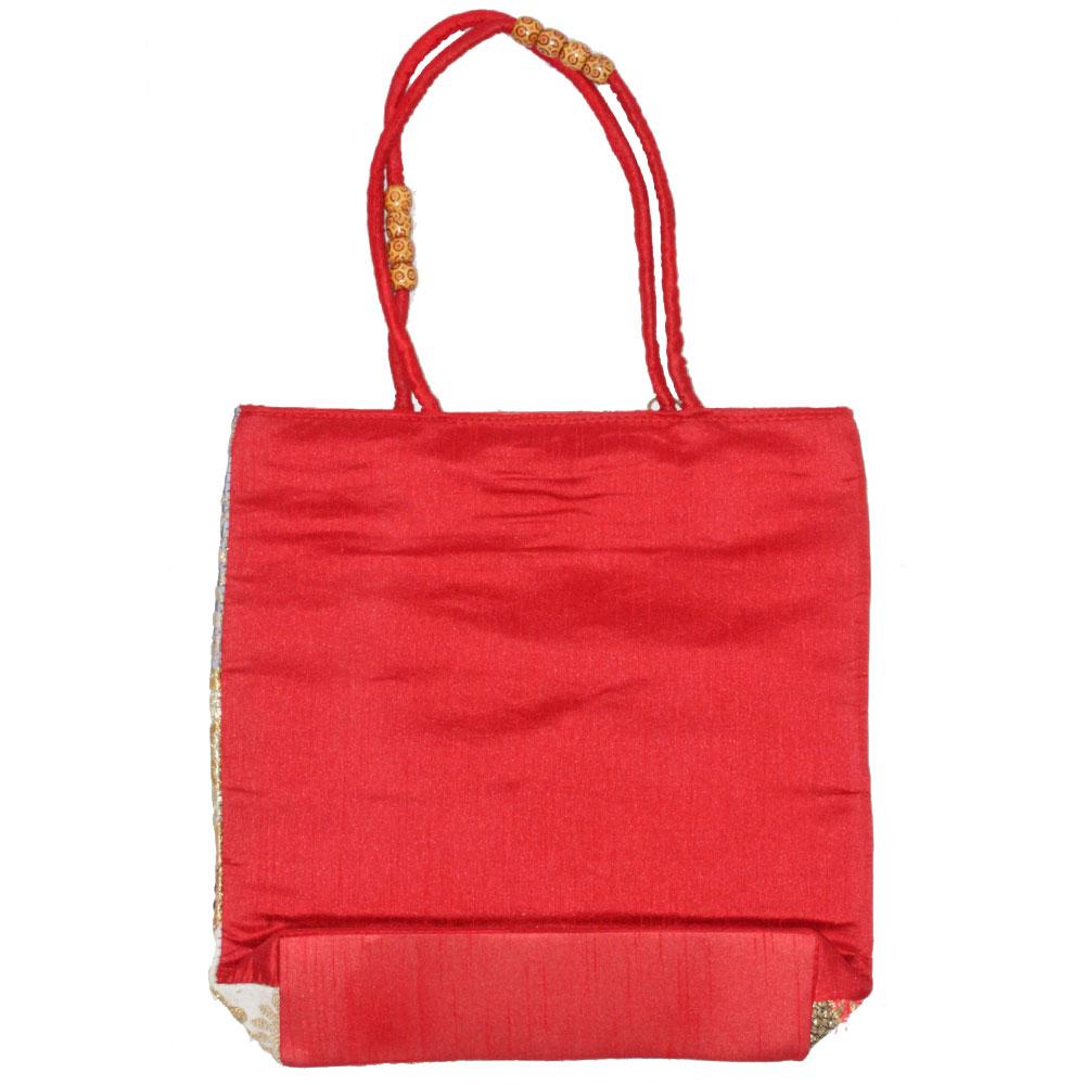 Banarasi Raw Silk Patchwork Sequin Zardozi Embroidery Lace Tote Bag