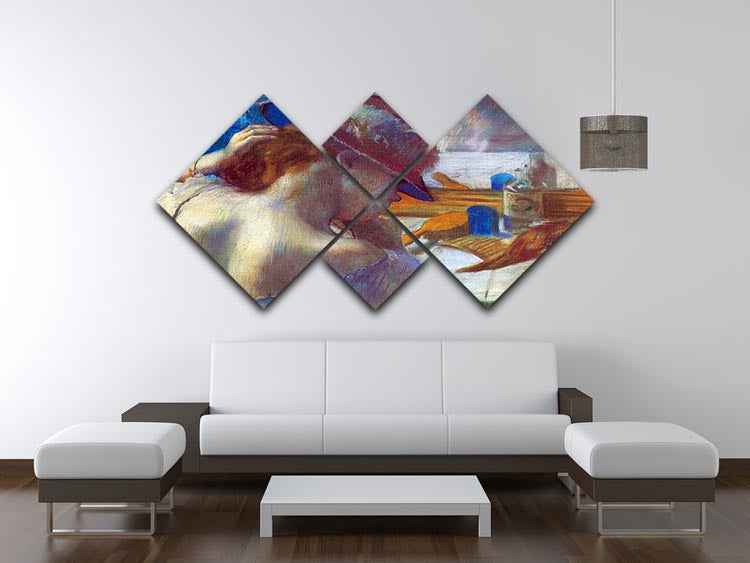 Before the mirror by Degas 4 Square Multi Panel Canvas