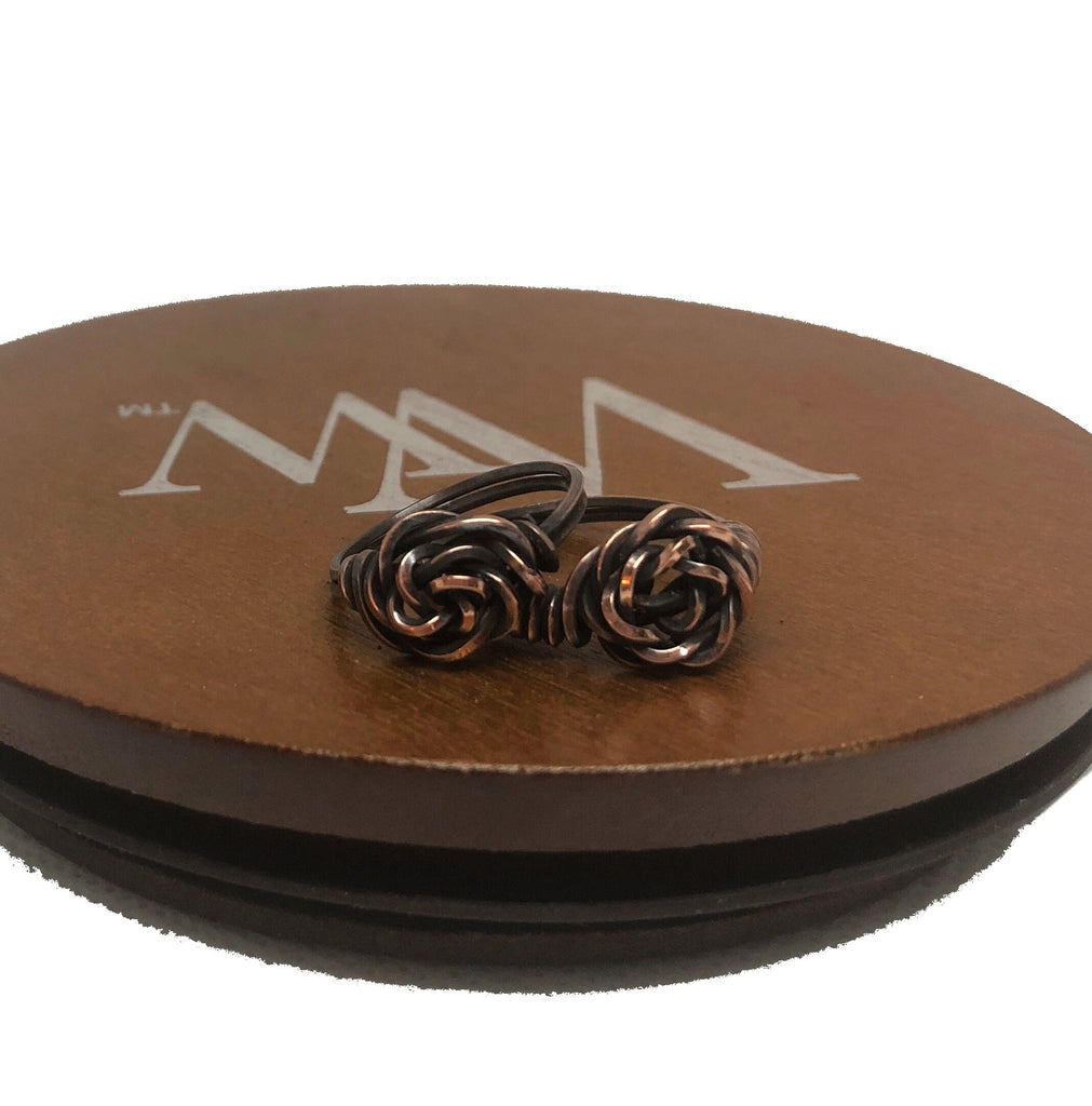 Wire Wrapped Twisted Copper Rose Ring