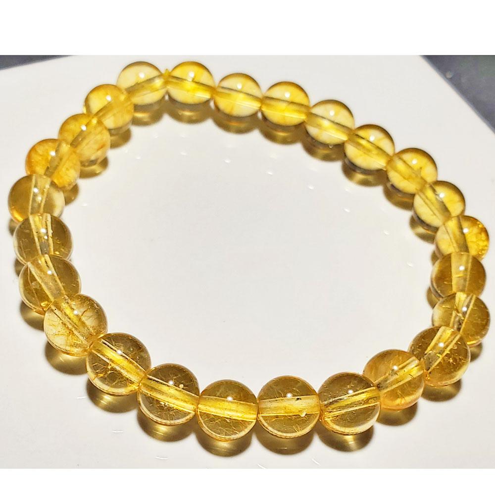 8mm Citrine Beaded Elastic Stretch Bracelet