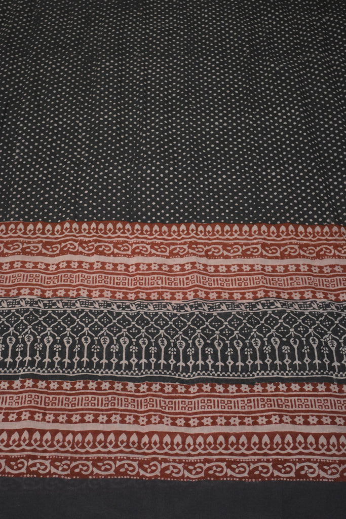 Red and Black Paisely Design Hand Block Printed Naturally Dyed