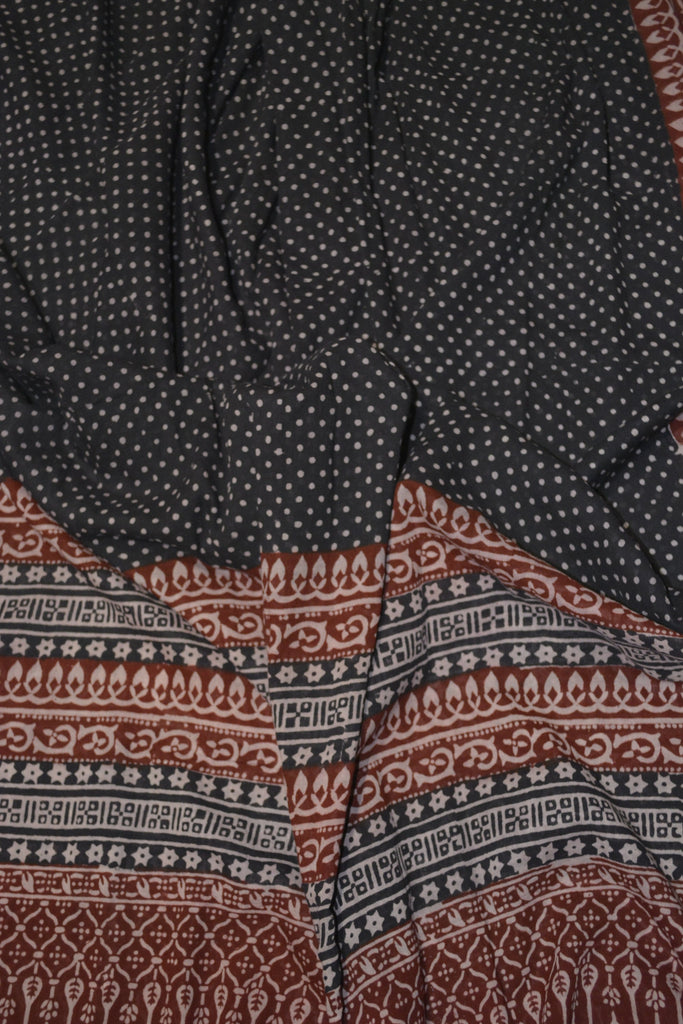 Red and Black Paisely Design Hand Block Printed Naturally Dyed