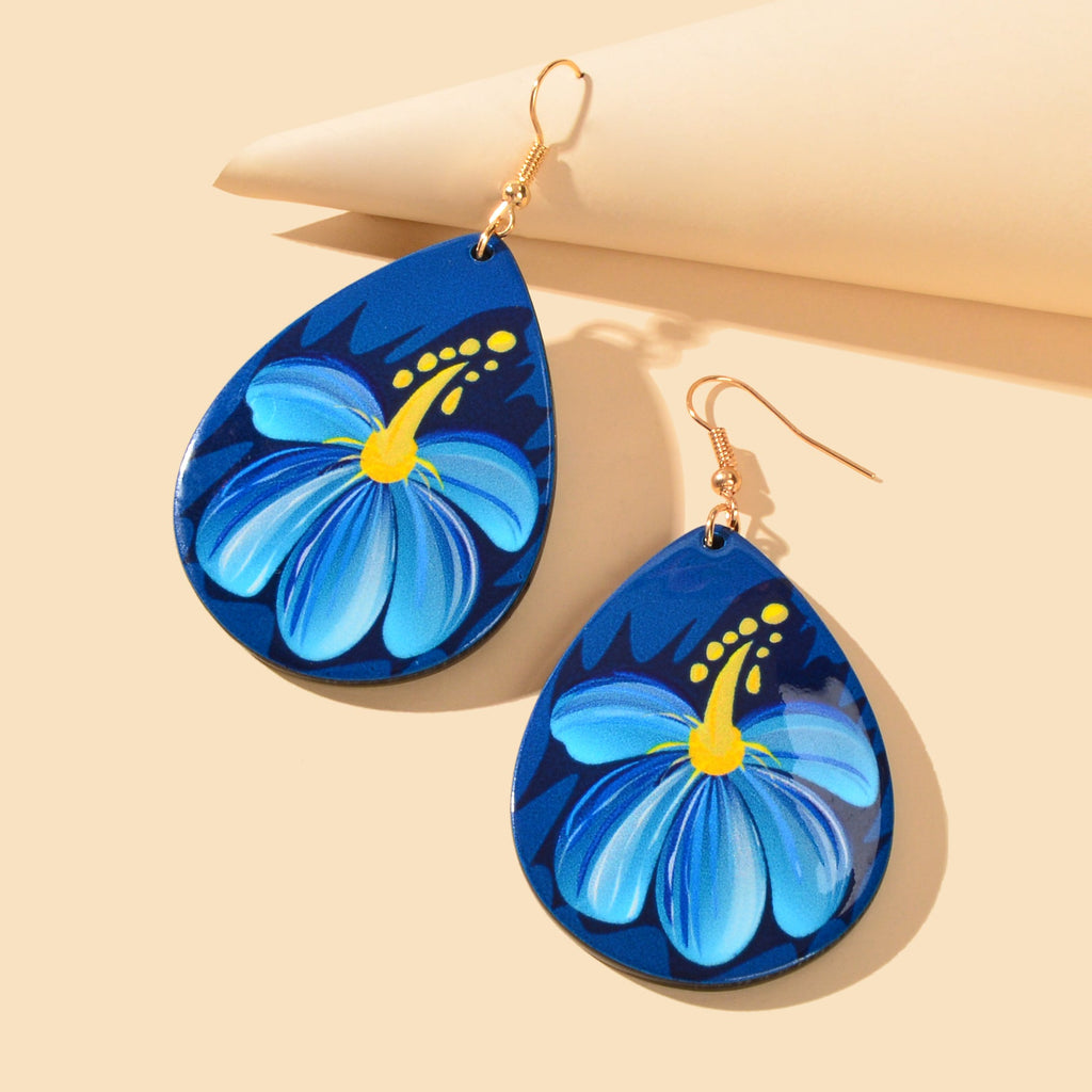 Bohemian Jewellery Flower Pattern Blue Water Drop Acrylic Trendy Women