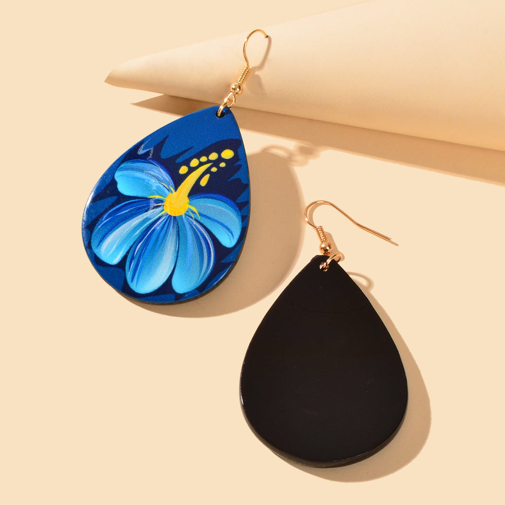 Bohemian Jewellery Flower Pattern Blue Water Drop Acrylic Trendy Women