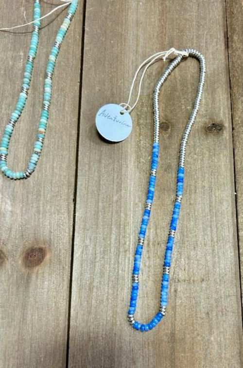 Blue Adventurine Stretchy Boho Gemstone Necklace