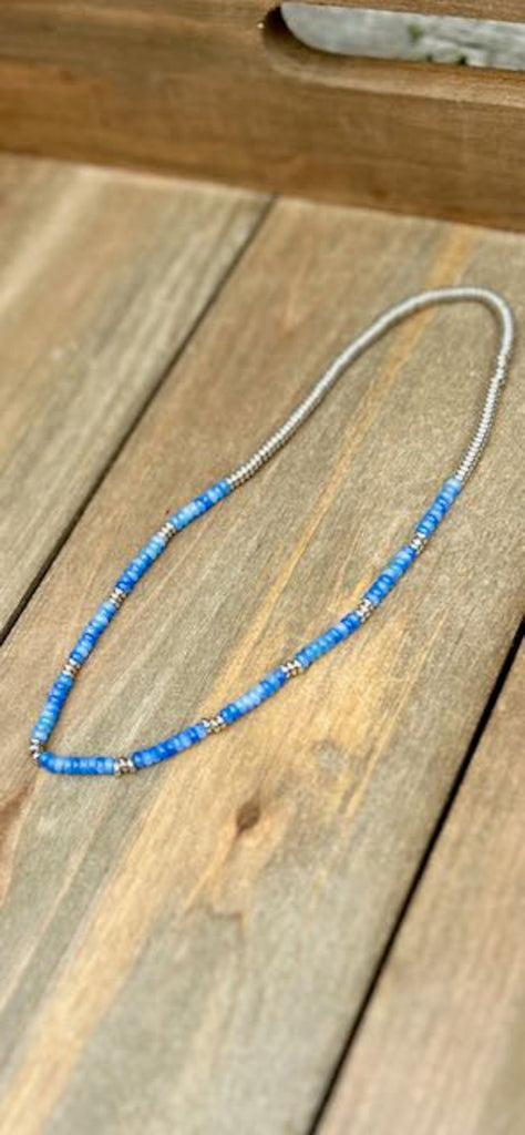 Blue Adventurine Stretchy Boho Gemstone Necklace