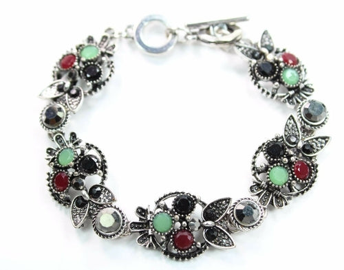 Brilliant Multi Crystal Owl Bracelet