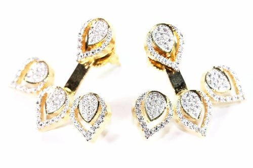 Leaf Design Jacket Earrings