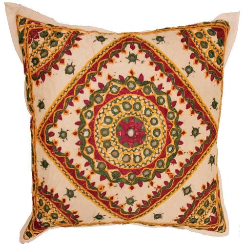 Indian Mirror Work Chandrama Cushion Cover Design Home Accent