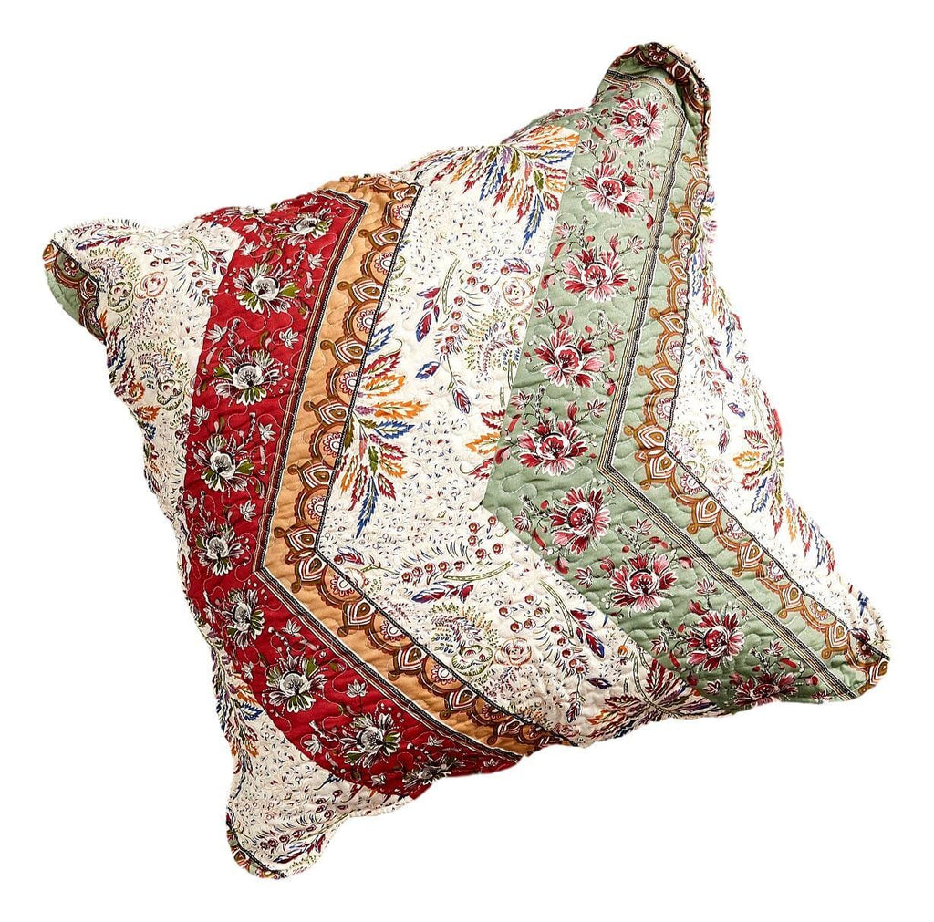 DaDa Bedding Bohemian Cranberry Sage Chevron Floral Euro Pillow Sham
