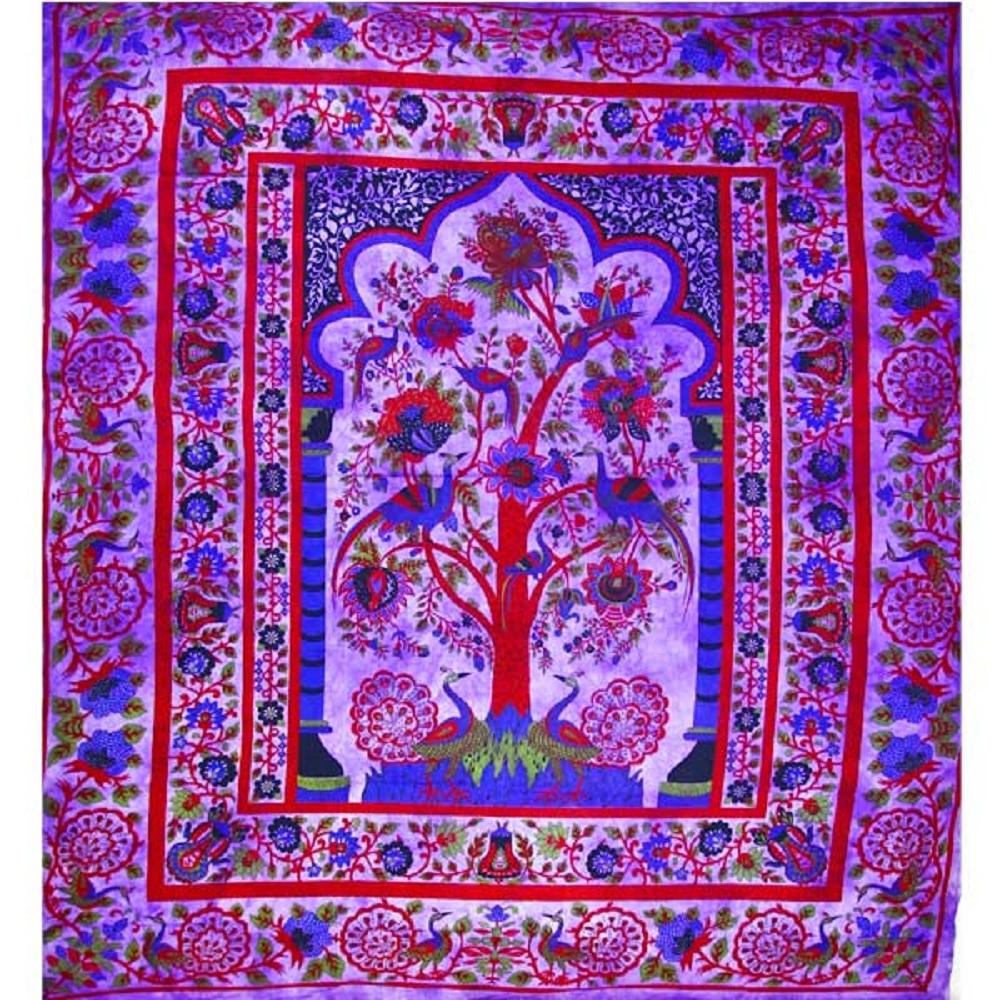 Purple Tree of Life Peacock Tapestry