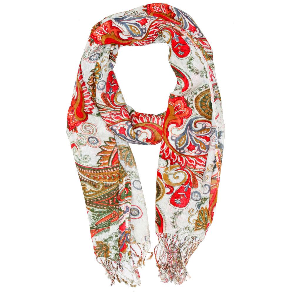 Royal Paisley Flower Design Tassel Scarf