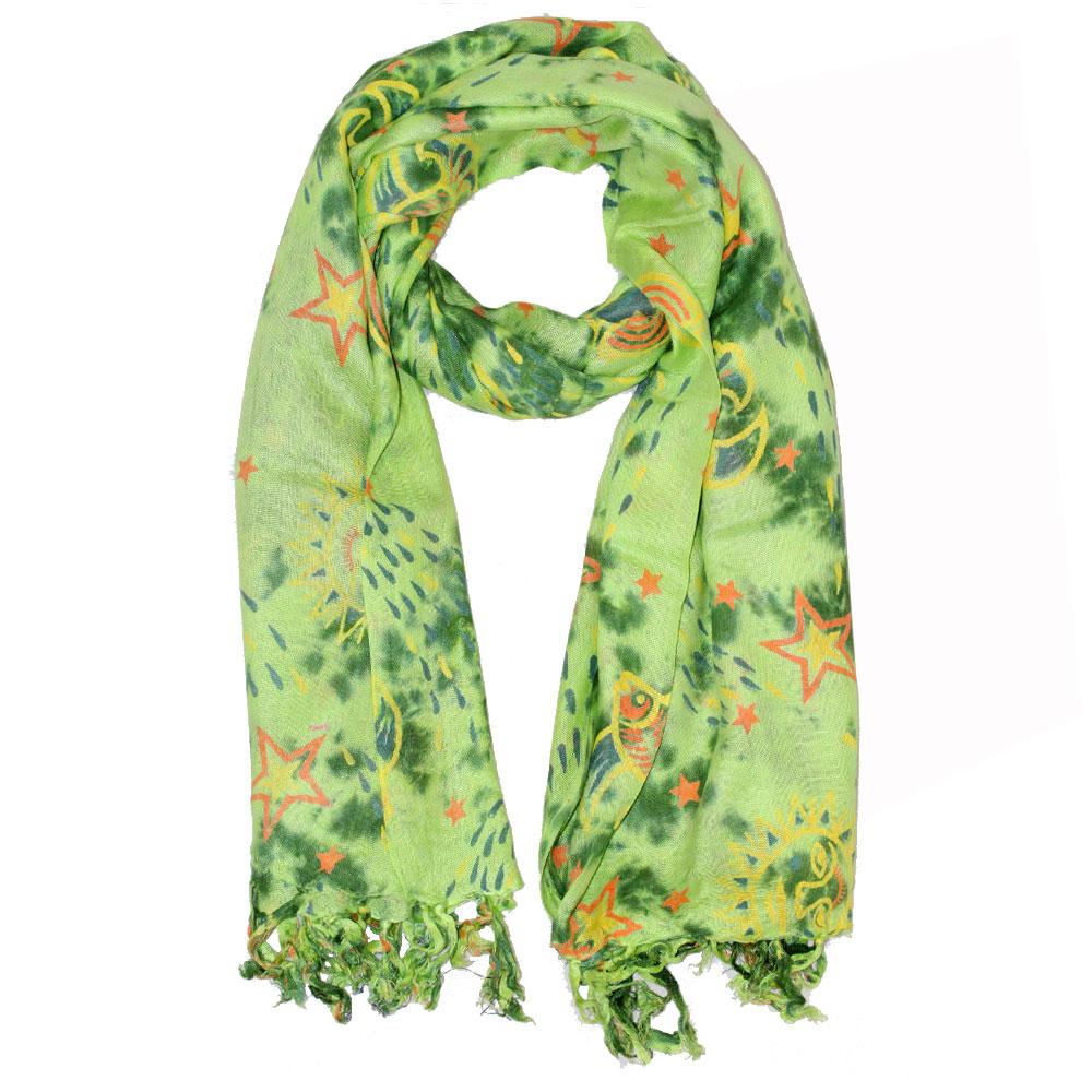 Love The Stars & Sea Green & Yellow Print Sarong Wrap