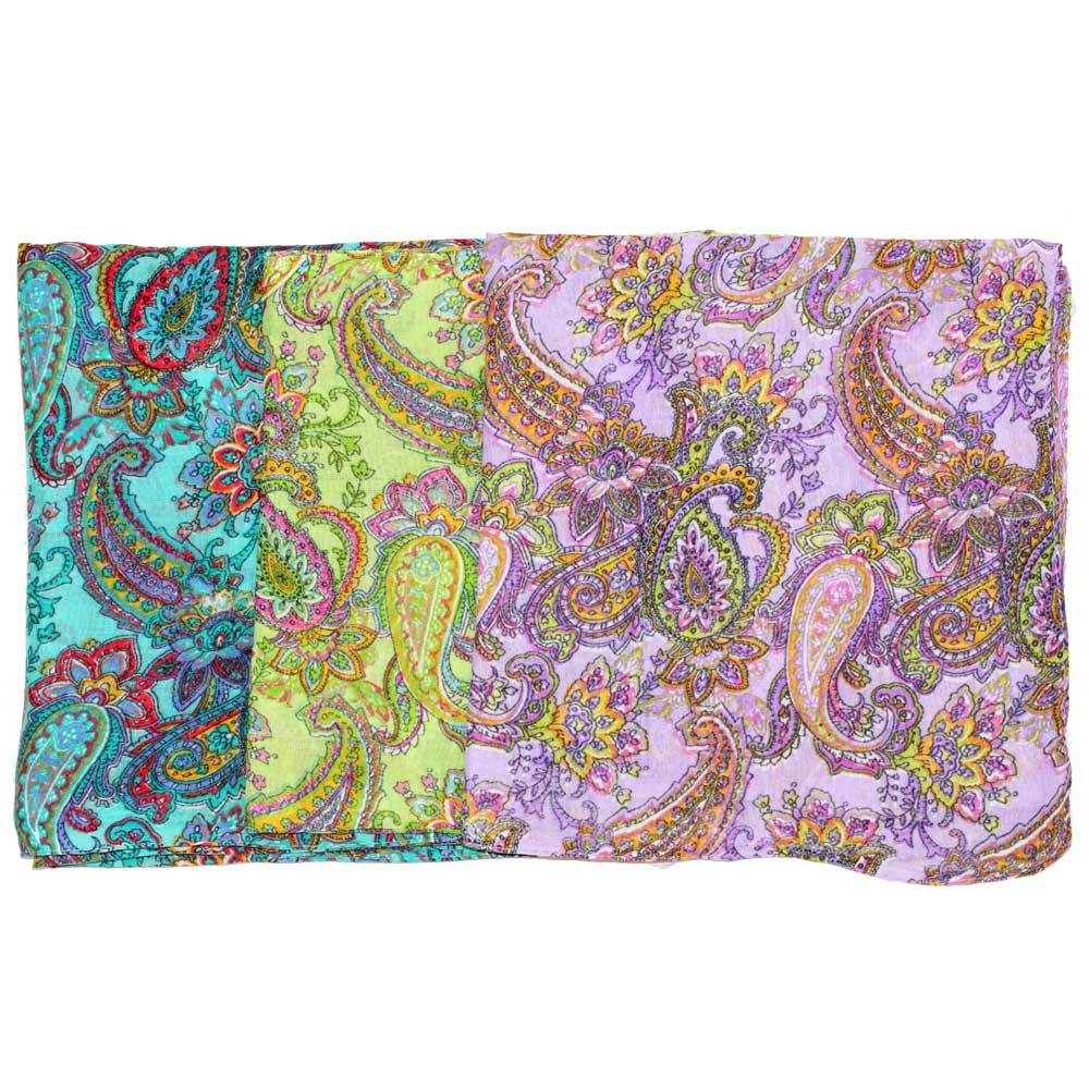 Vibrant Paisley Cotton Fabric Pattern Scarf