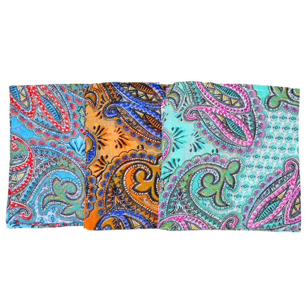 Paisley Print Pattern Cotton Scarf