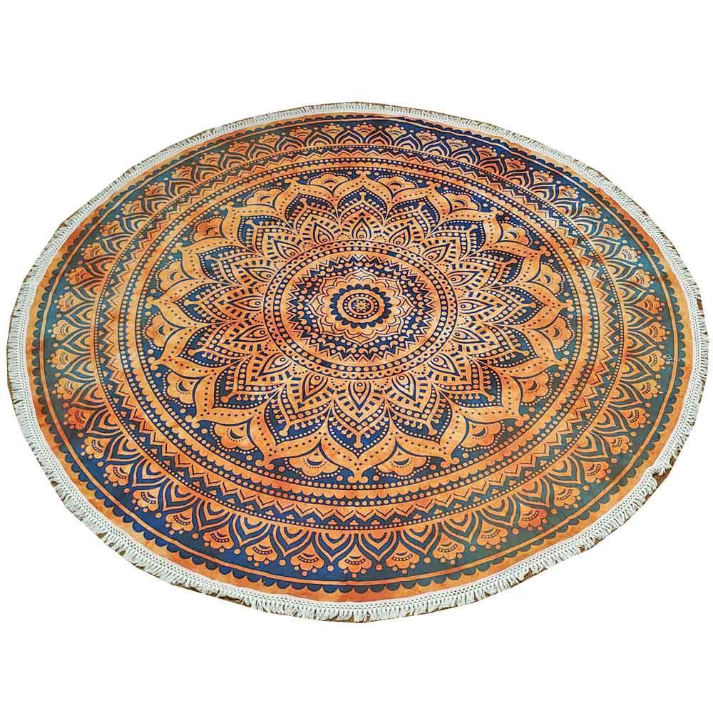 Sunset Burst Round Mandala Crochet Tapestry Wall Hanging