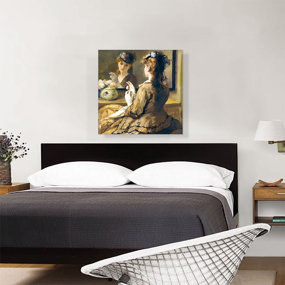 Young Woman In Front Of The Mirror