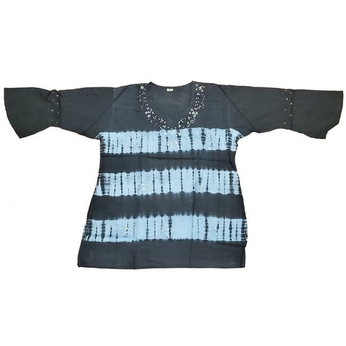 Butterfly Long Sleeve Sequin Tunic Tie Dye Top