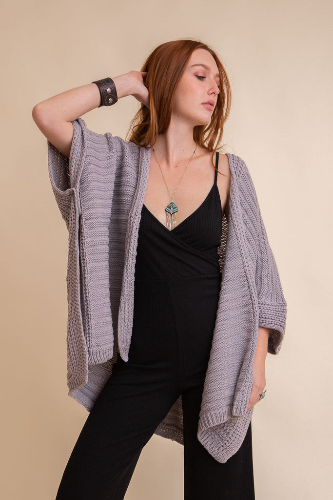 Ridged Rib Knit Ruana – Stylish Layering Wrap