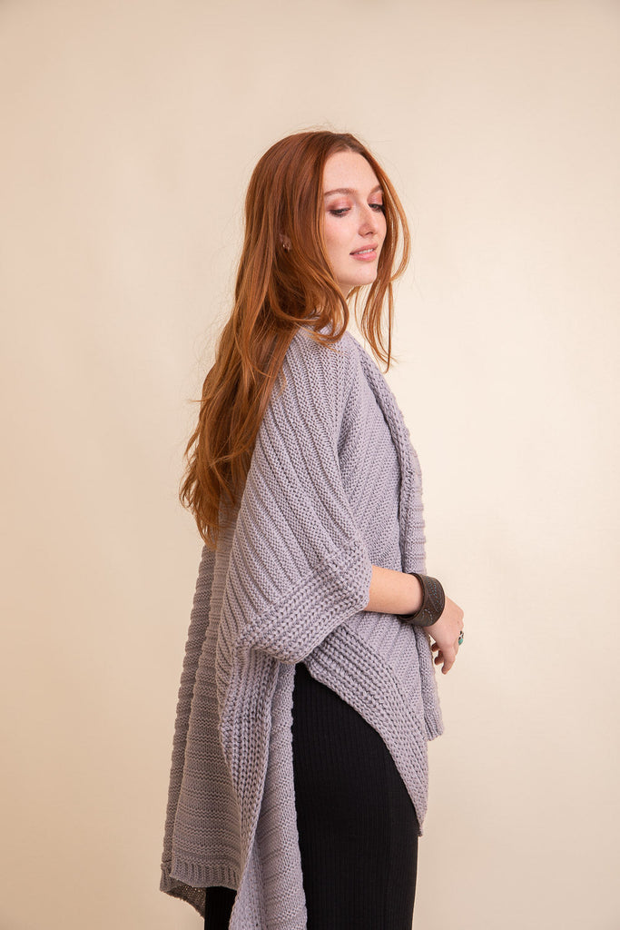 Ridged Rib Knit Ruana – Stylish Layering Wrap