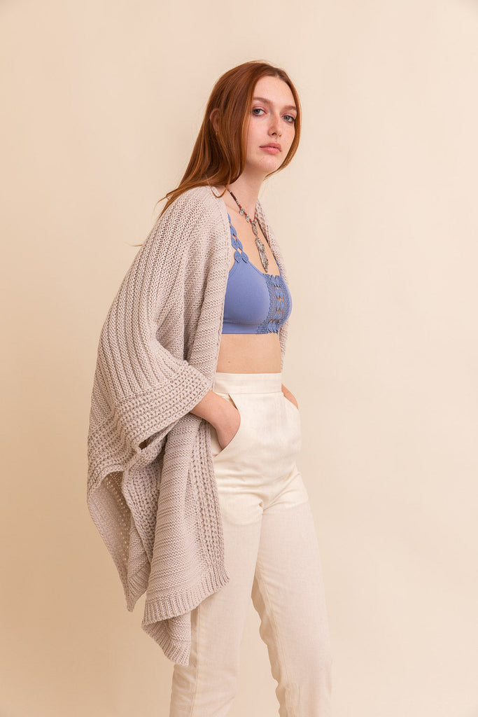 Ridged Rib Knit Ruana – Stylish Layering Wrap