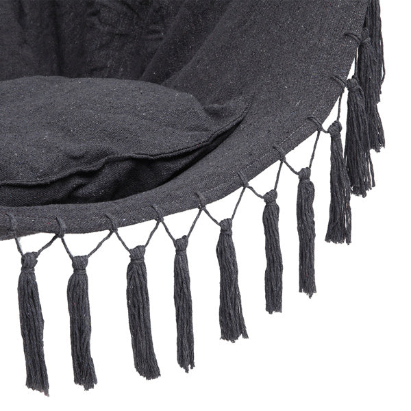 LuneluX – Boho Hanging Chair with Fringe & Cushions (Gray)