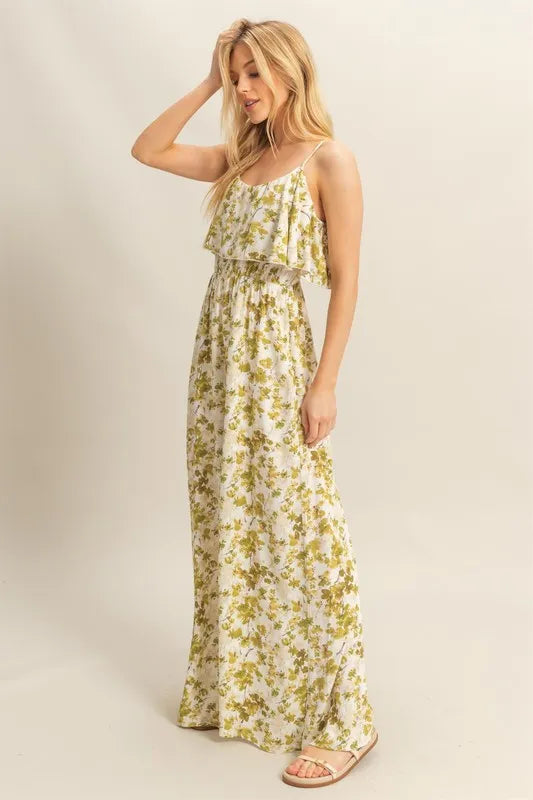 HYFVE Floral Print Spaghetti Strap Wide Leg Jumpsuit