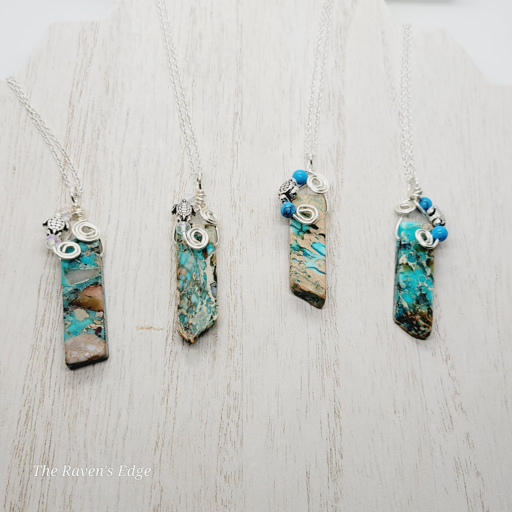 Imperial Jasper Turtle Necklace Top Design Handmade