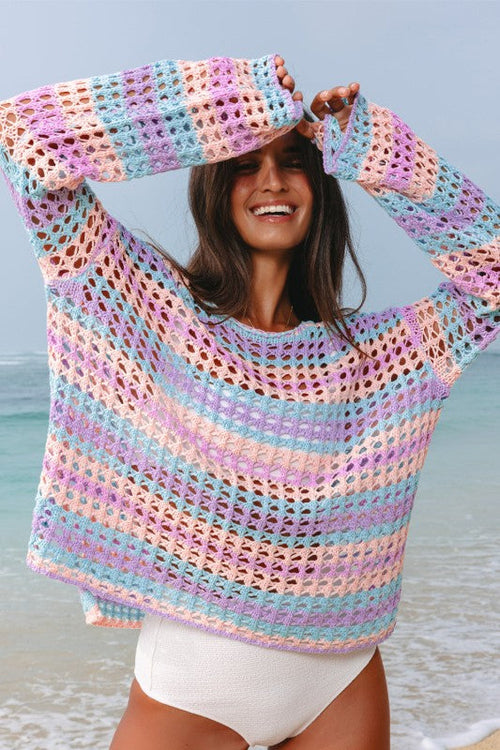 Della Open Knit Sweater Beach Cover Up