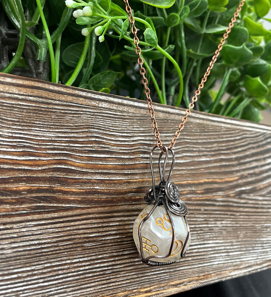 Astrological Random Color Wire Wrapped D12 Dice Pendant